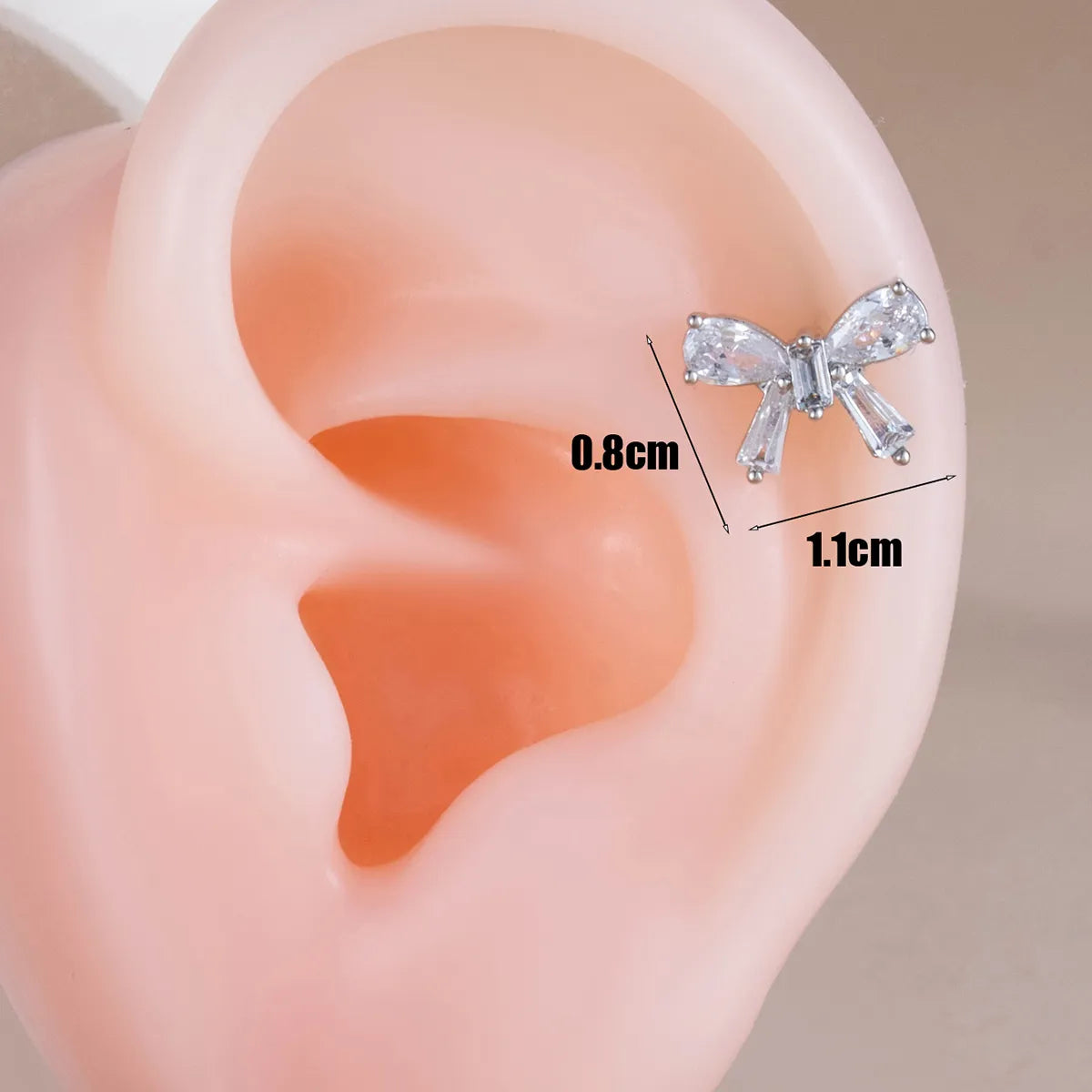 1 Piece Casual Classic Style Korean Style Bow Knot Inlay Copper Zircon Cartilage Earrings