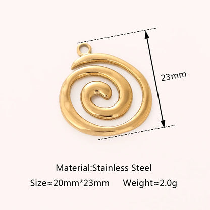 1 Piece 304 Stainless Steel 18K Gold Plated Swirl Pattern Pendant