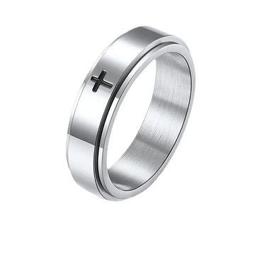 1 Piece Casual Cross Titanium Steel Rings