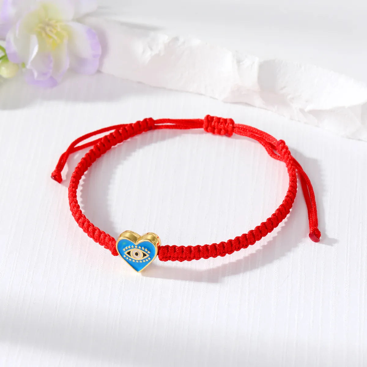 1 Piece Casual Devil'S Eye Heart Shape Alloy Rope Knitting Enamel Women'S Bracelets