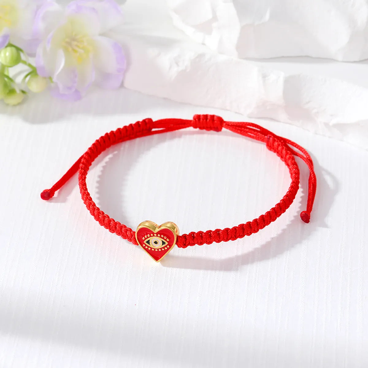 1 Piece Casual Devil'S Eye Heart Shape Alloy Rope Knitting Enamel Women'S Bracelets