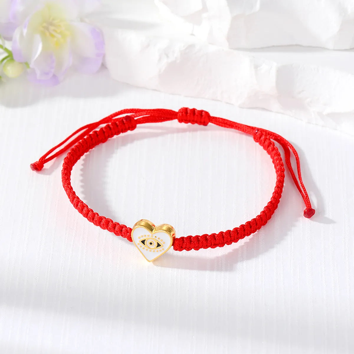 1 Piece Casual Devil'S Eye Heart Shape Alloy Rope Knitting Enamel Women'S Bracelets