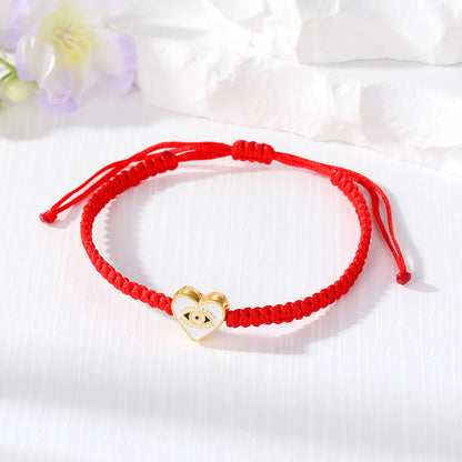 1 Piece Casual Devil'S Eye Heart Shape Alloy Rope Knitting Enamel Women'S Bracelets