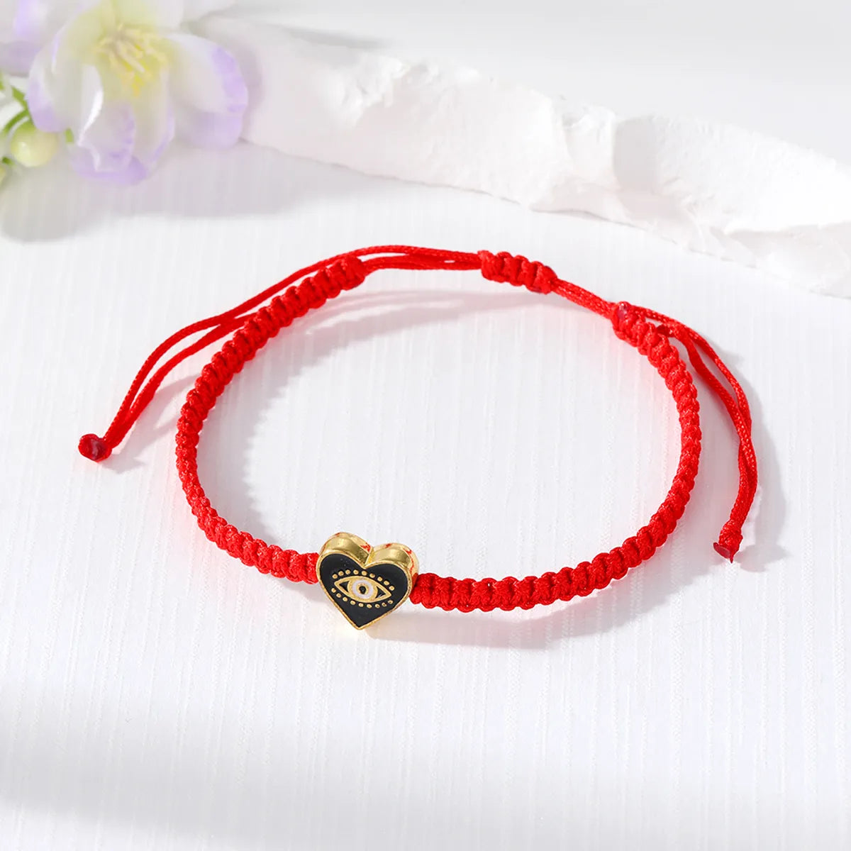 1 Piece Casual Devil'S Eye Heart Shape Alloy Rope Knitting Enamel Women'S Bracelets