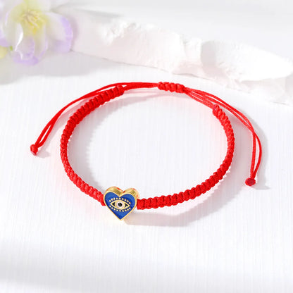 1 Piece Casual Devil'S Eye Heart Shape Alloy Rope Knitting Enamel Women'S Bracelets