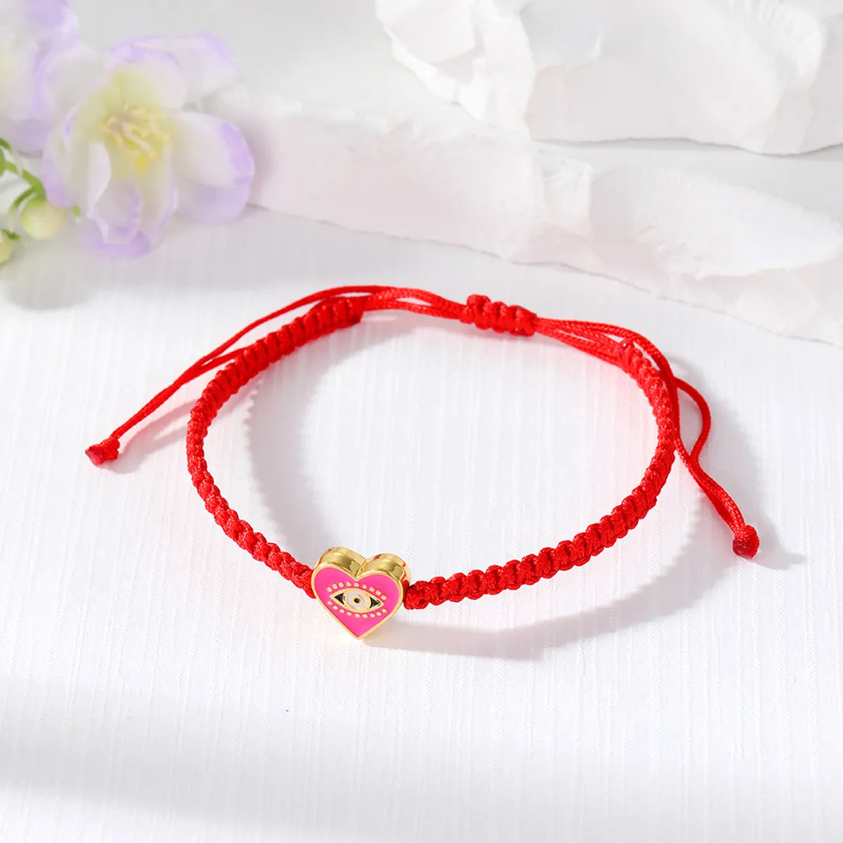 1 Piece Casual Devil'S Eye Heart Shape Alloy Rope Knitting Enamel Women'S Bracelets