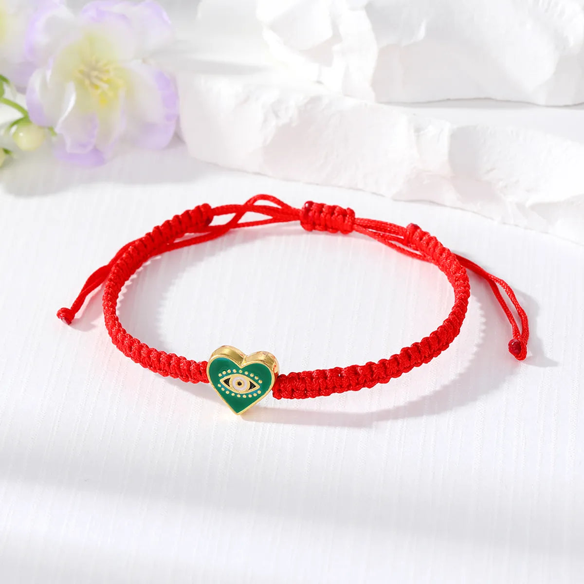 1 Piece Casual Devil'S Eye Heart Shape Alloy Rope Knitting Enamel Women'S Bracelets