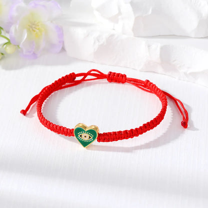 1 Piece Casual Devil'S Eye Heart Shape Alloy Rope Knitting Enamel Women'S Bracelets