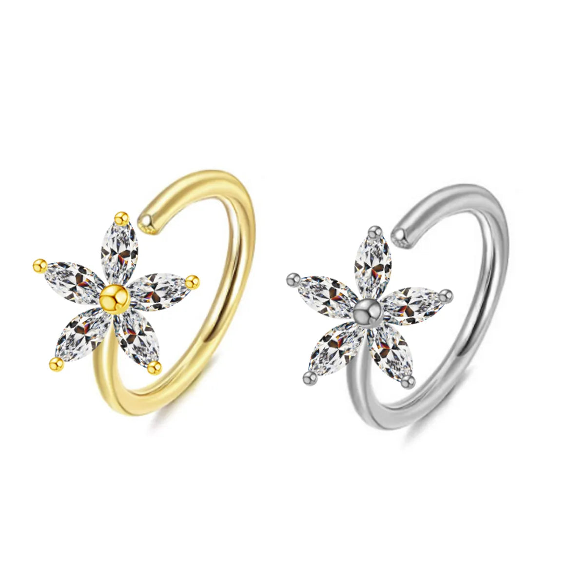 1 Piece Casual Elegant Classic Style Star Heart Shape Plating Inlay Stainless Steel Rhinestones White Gold Plated Gold Plated Ear Studs