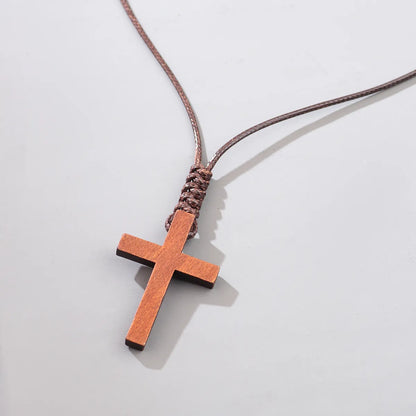 Casual Elegant Fashion Cross Wood Unisex Necklace