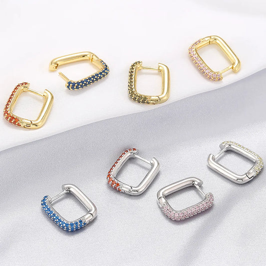 1 Piece Casual Elegant Simple Style Square Plating Inlay Copper Zircon 18k Gold Plated Earrings