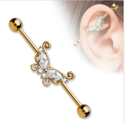 1 Piece Casual Elegant Tropical Heart Shape Bow Knot Plating Inlay Stainless Steel Alloy Copper Rhinestones Zircon Gold Plated Ear Studs