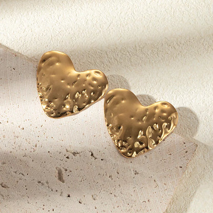 1 Piece Casual Exaggerated Sweet Heart Shape Plating 304 Stainless Steel 14K Gold Plated Ear Studs