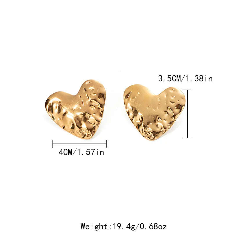 1 Piece Casual Exaggerated Sweet Heart Shape Plating 304 Stainless Steel 14K Gold Plated Ear Studs