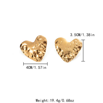 1 Piece Casual Exaggerated Sweet Heart Shape Plating 304 Stainless Steel 14K Gold Plated Ear Studs