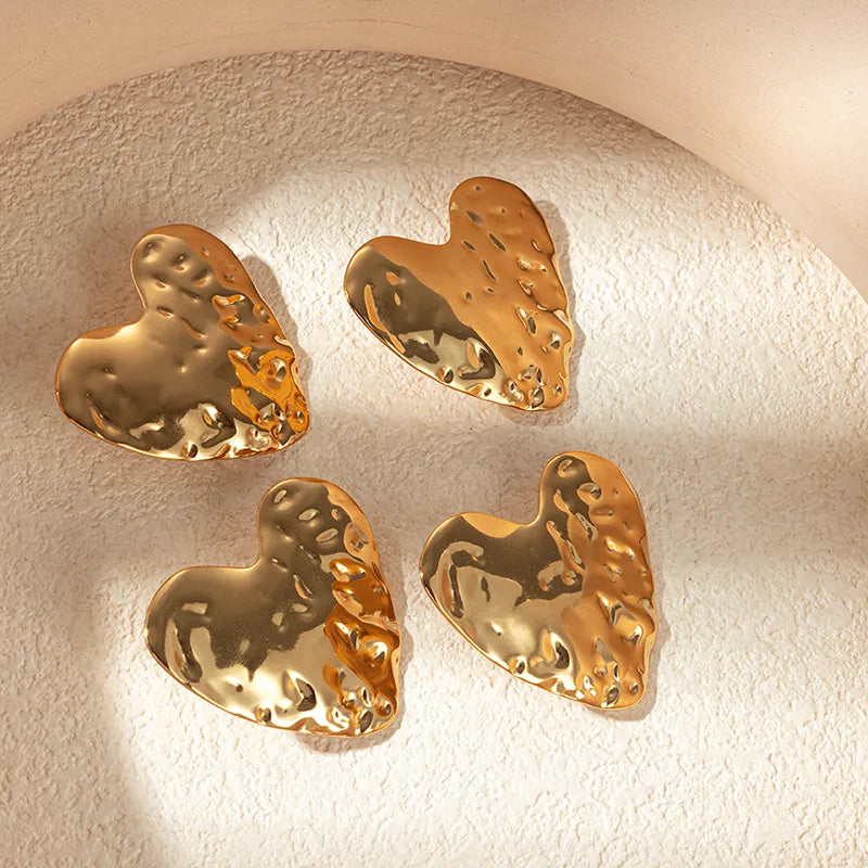 1 Piece Casual Exaggerated Sweet Heart Shape Plating 304 Stainless Steel 14K Gold Plated Ear Studs