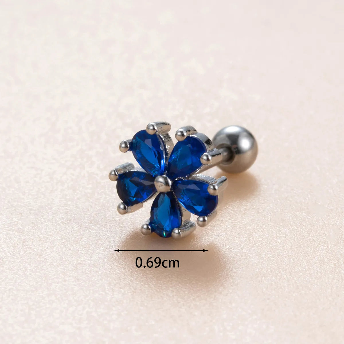 1 Piece Casual French Style Korean Style Oval Flower Inlay Copper Zircon Earrings Ear Studs