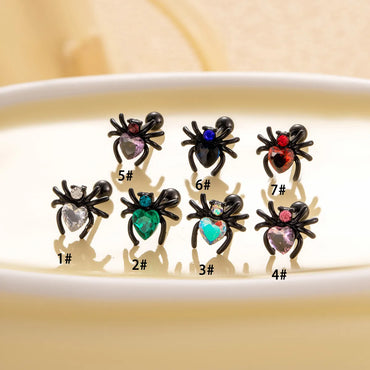 1 Piece Casual Gothic Spider Inlay Copper Zircon Cartilage Earrings