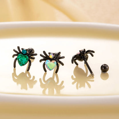 1 Piece Casual Gothic Spider Inlay Copper Zircon Cartilage Earrings