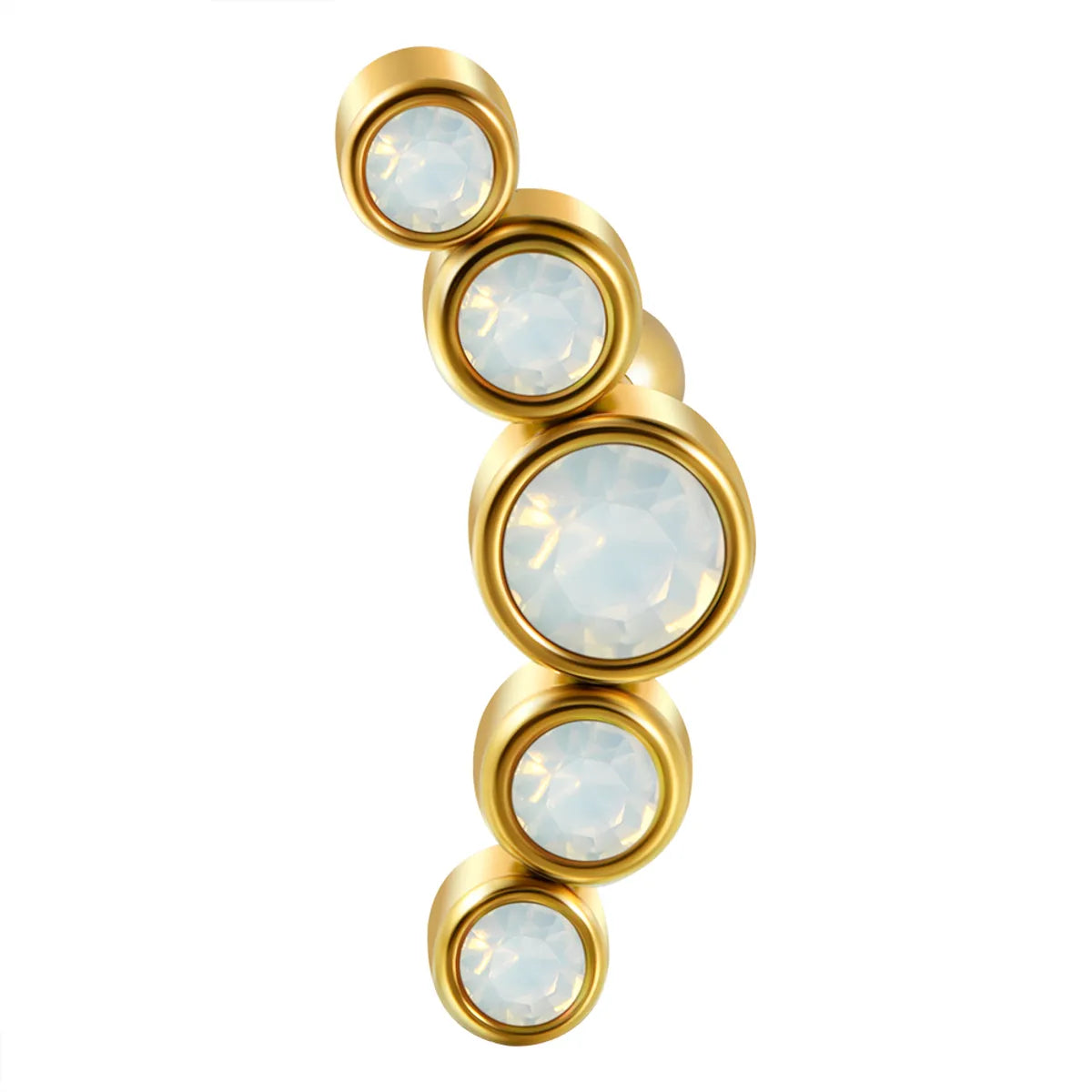 1 Piece Casual Hawaiian Cool Style Arc Polishing Plating Inlay 304 Stainless Steel Opal Zircon 18K Gold Plated Ear Studs