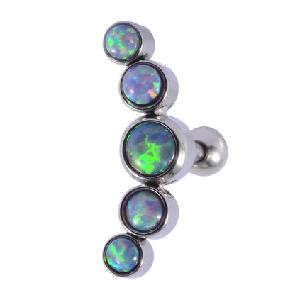 1 Piece Casual Hawaiian Cool Style Arc Polishing Plating Inlay 304 Stainless Steel Opal Zircon 18K Gold Plated Ear Studs