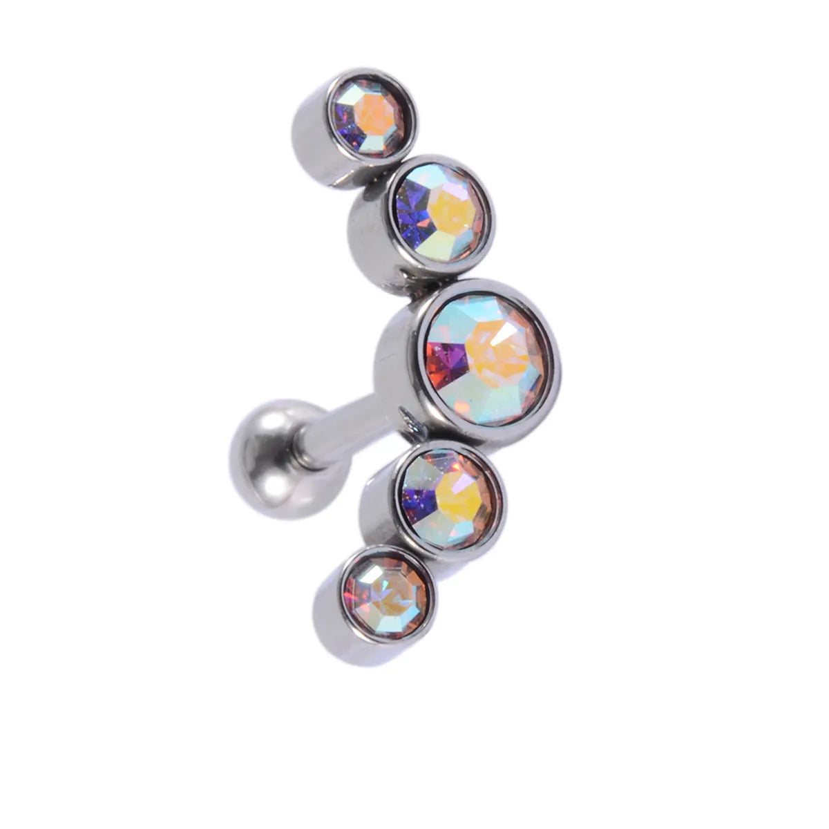 1 Piece Casual Hawaiian Cool Style Arc Polishing Plating Inlay 304 Stainless Steel Opal Zircon 18K Gold Plated Ear Studs