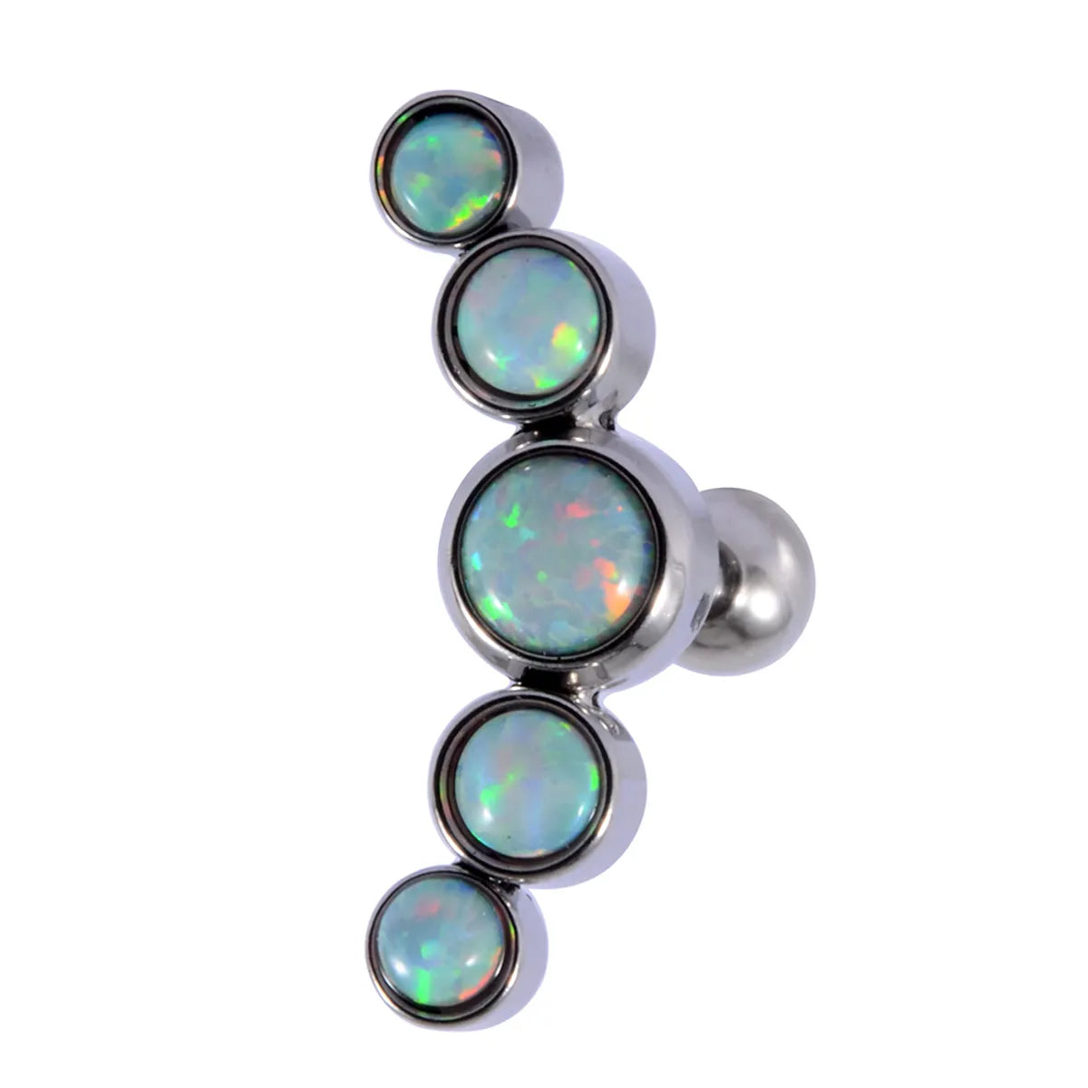 1 Piece Casual Hawaiian Cool Style Arc Polishing Plating Inlay 304 Stainless Steel Opal Zircon 18K Gold Plated Ear Studs