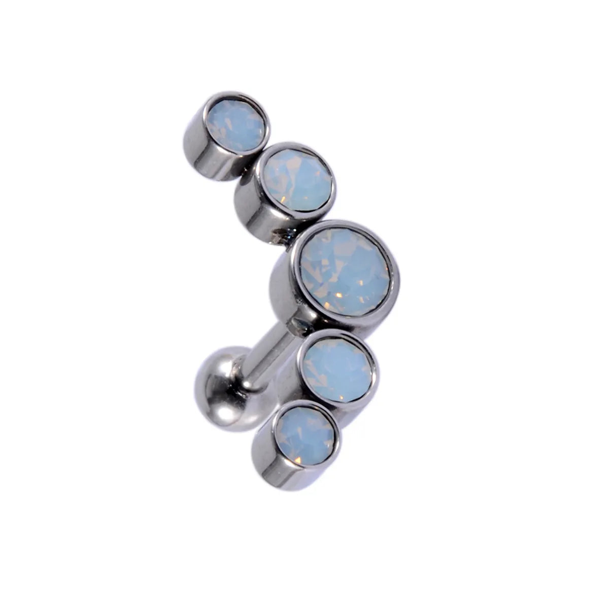 1 Piece Casual Hawaiian Cool Style Arc Polishing Plating Inlay 304 Stainless Steel Opal Zircon 18K Gold Plated Ear Studs