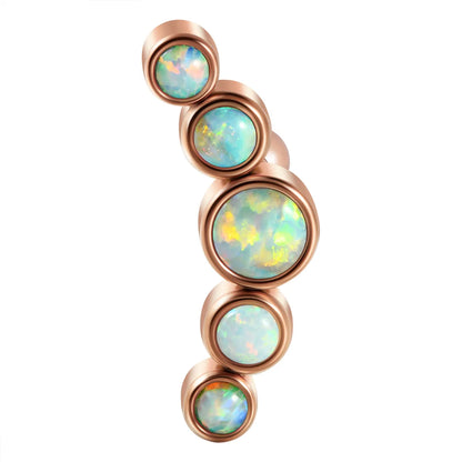 1 Piece Casual Hawaiian Cool Style Arc Polishing Plating Inlay 304 Stainless Steel Opal Zircon 18K Gold Plated Ear Studs