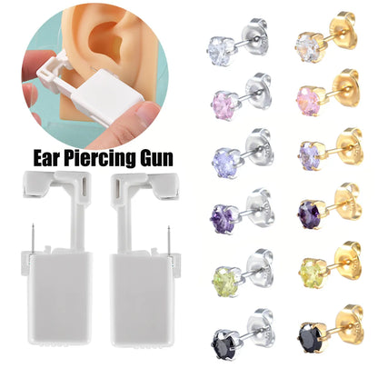 1 Piece Casual Hawaiian Tropical Round Inlay 316 Stainless Steel  Zircon 24K Gold Plated Ear Puncher Ear Studs