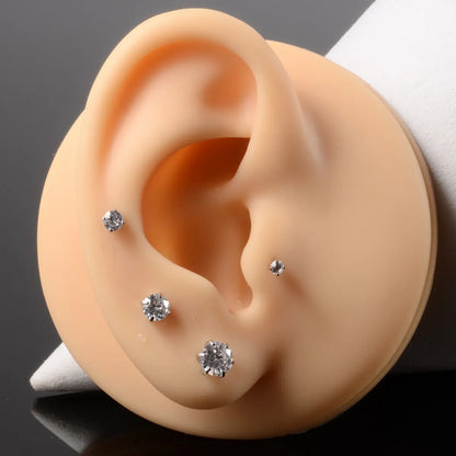 1 Piece Casual Hawaiian Tropical Round Inlay 316 Stainless Steel  Zircon 24K Gold Plated Ear Puncher Ear Studs