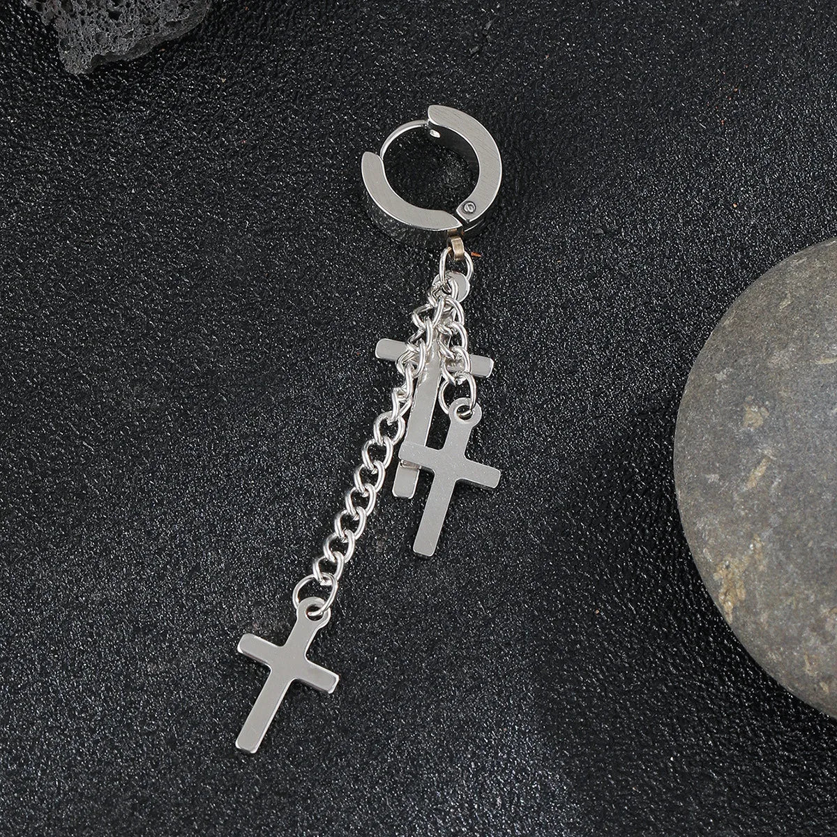 1 Piece Casual Hip-Hop Cross Plating Stainless Steel Drop Earrings