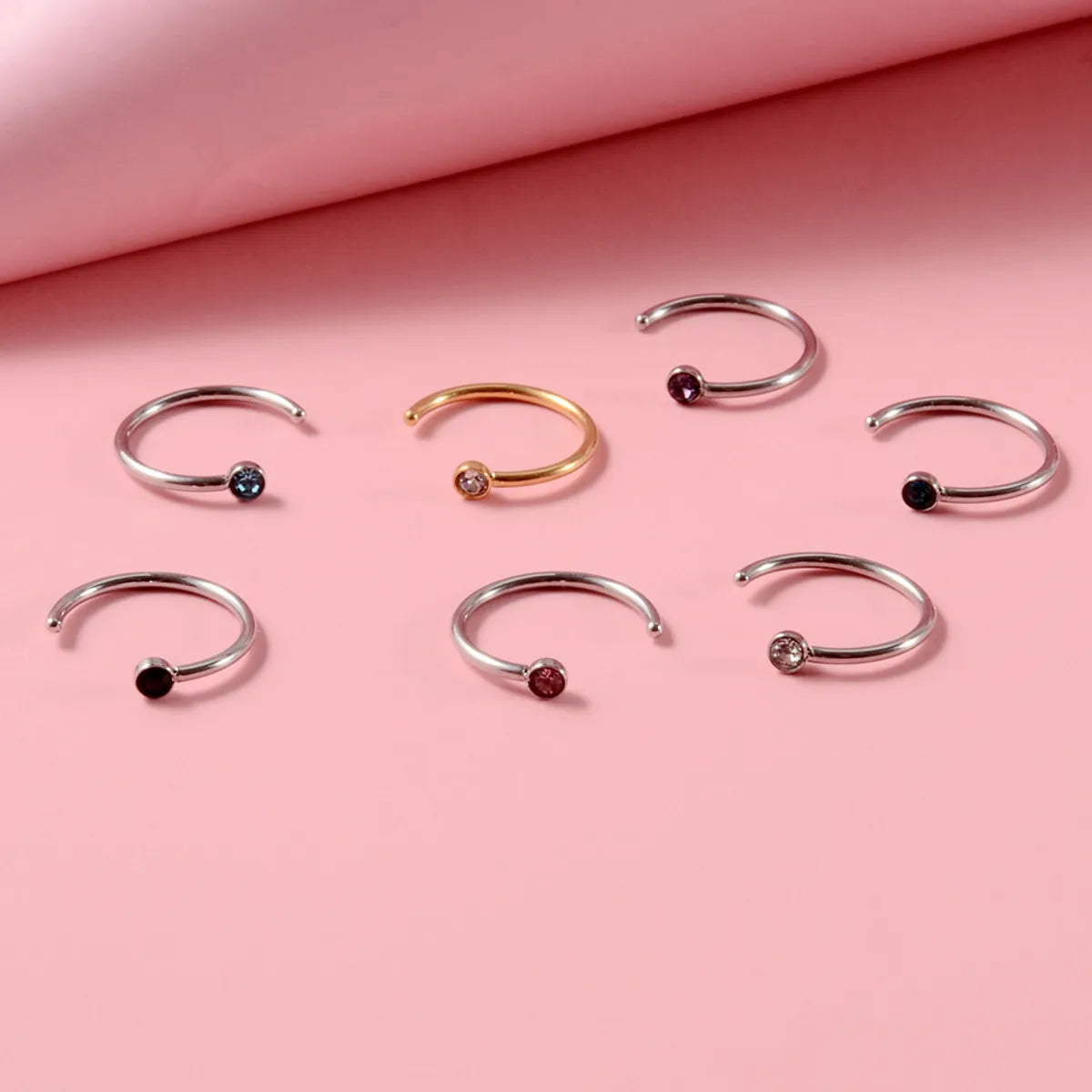 1 Piece Ear Cartilage Rings & Studs Casual Hip-Hop Modern Style C Shape 304 Stainless Steel Inlay Rhinestones 18K Gold Plated