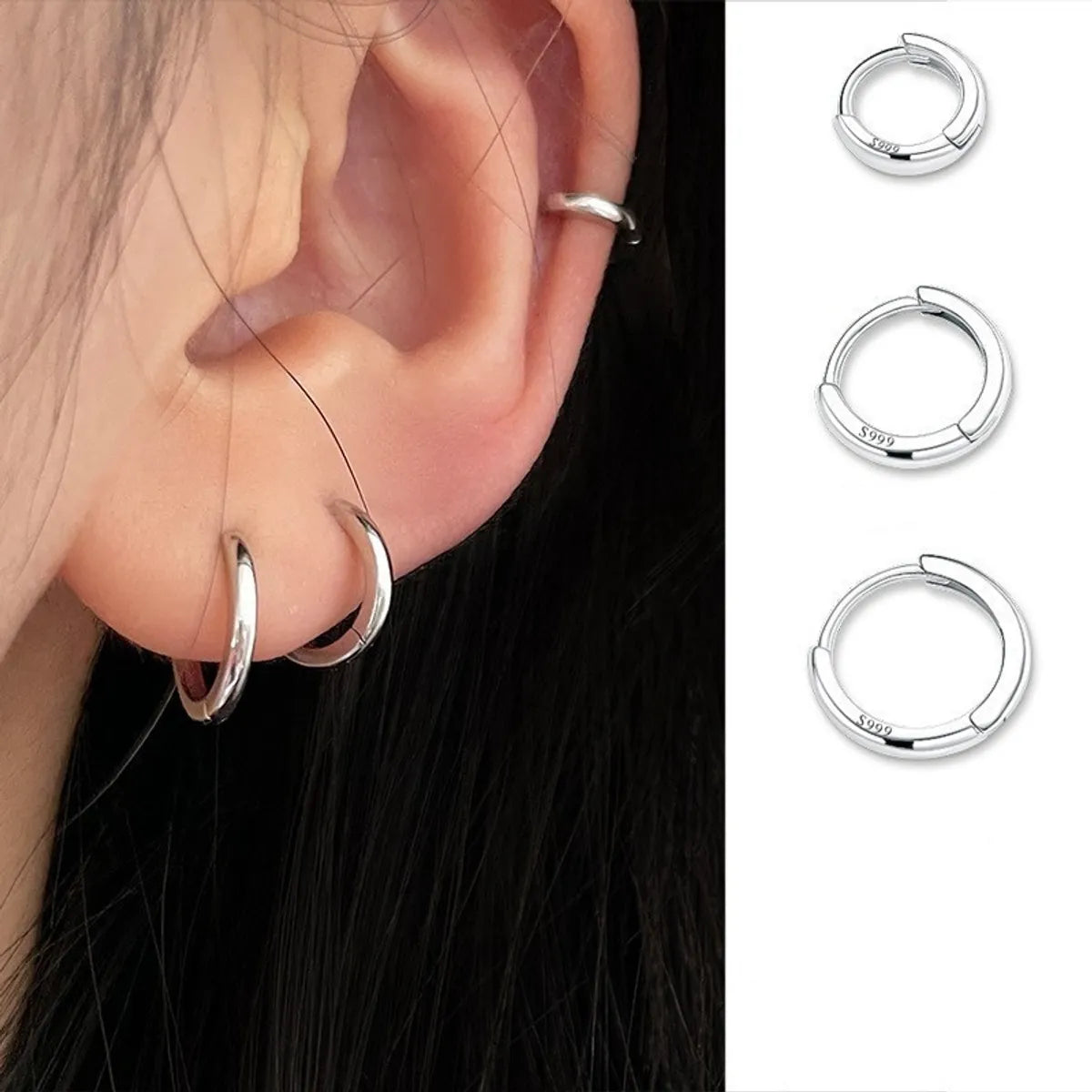 1 Piece Casual Modern Style Solid Color Plating Sterling Silver Silver Plated Earrings