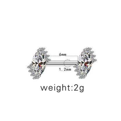 1 Piece Casual Simple Style Animal Heart Shape Inlay Stainless Steel Copper Rhinestones Zircon White Gold Plated Cartilage Earrings