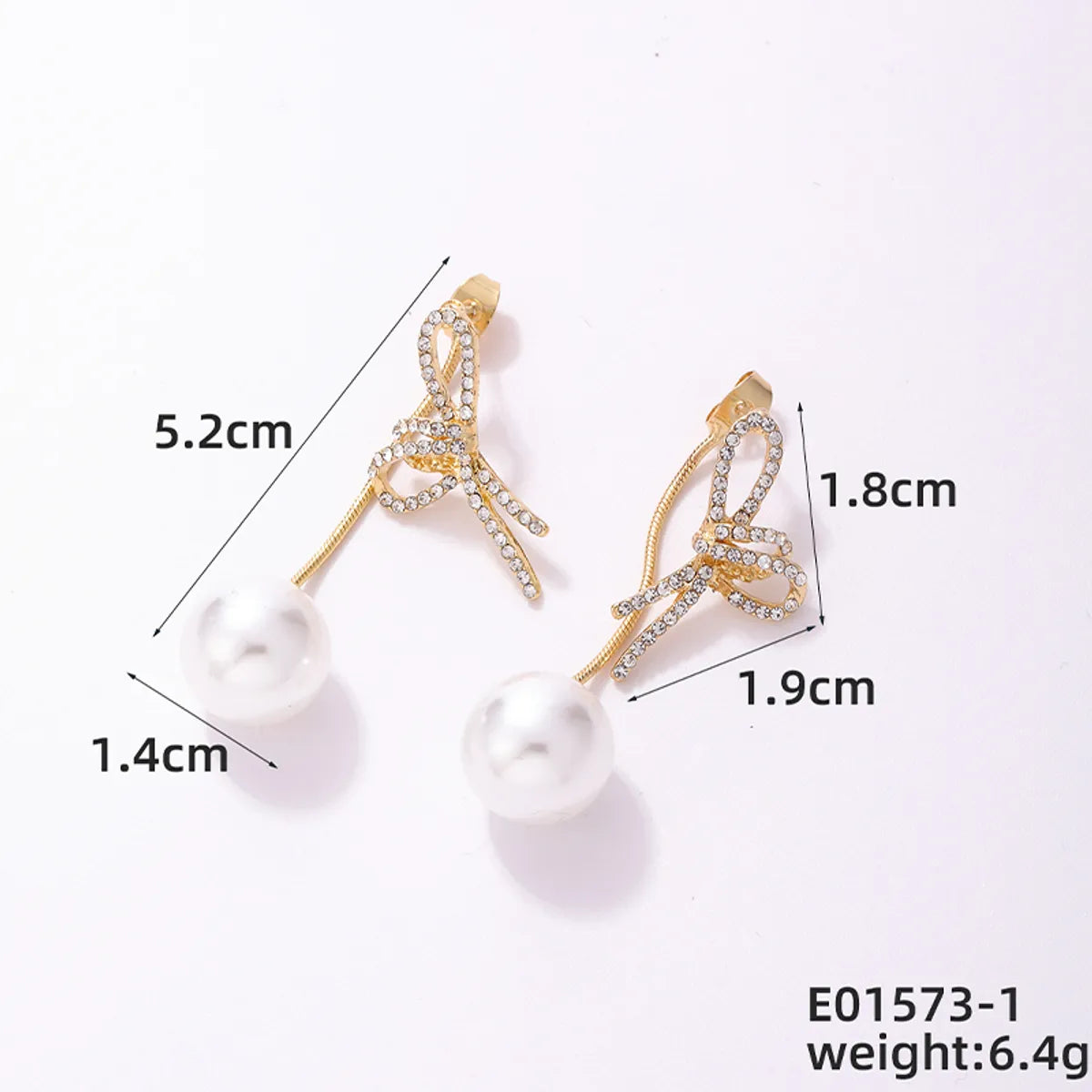 1 Piece Casual Simple Style Bow Knot Alloy Zinc Alloy Pearl Zircon K Gold Plated Drop Earrings