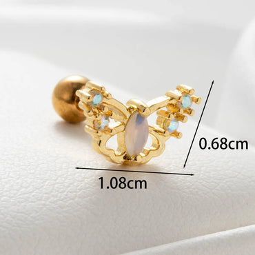 1 Piece Casual Simple Style Butterfly Inlay Copper Zircon