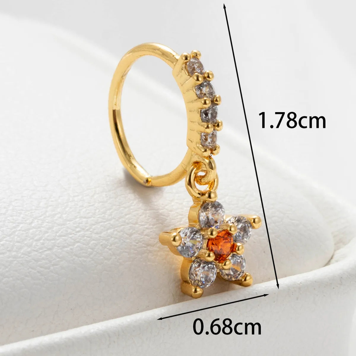 1 Piece Casual Simple Style Cherry Flower Inlay Copper Zircon Ear Studs