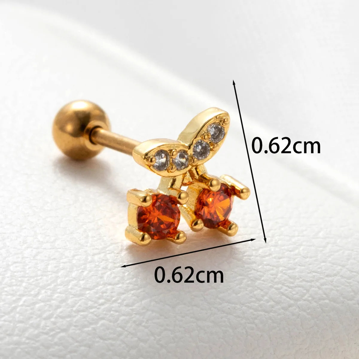 1 Piece Casual Simple Style Cherry Flower Inlay Copper Zircon Ear Studs