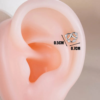 1 Piece Casual Simple Style Classic Style Heart Shape Hollow Out Inlay Copper Zircon Ear Studs