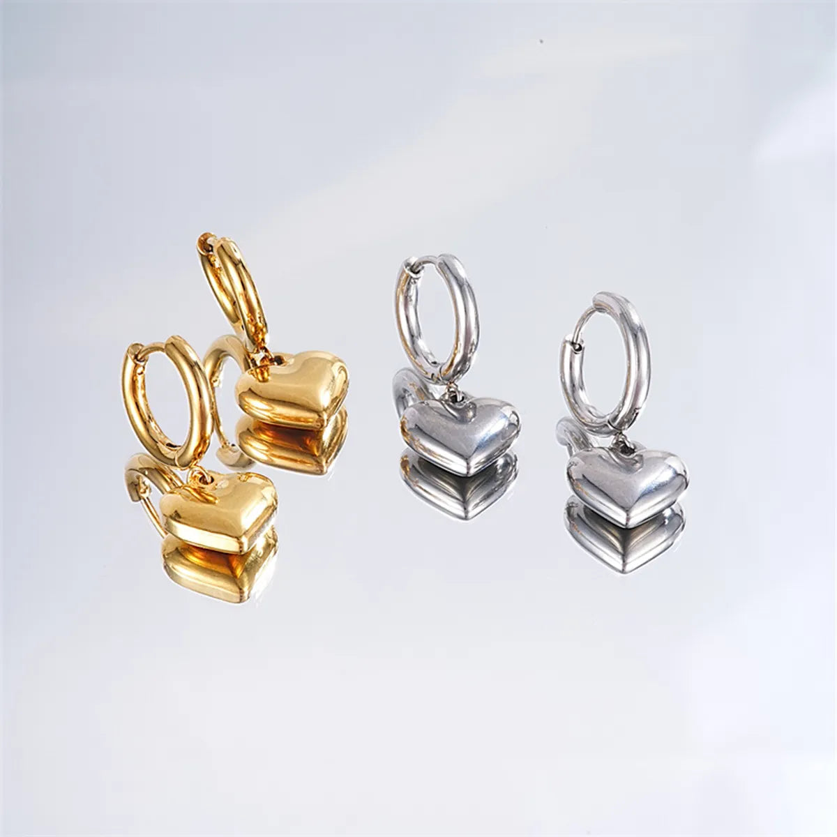 1 Piece Casual Simple Style Classic Style Heart Shape Plating Stainless Steel Gold Plated Silver Plated Drop Earrings