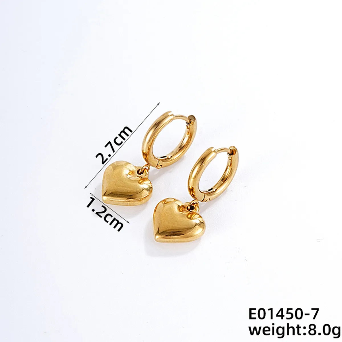 1 Piece Casual Simple Style Classic Style Heart Shape Plating Stainless Steel Gold Plated Silver Plated Drop Earrings