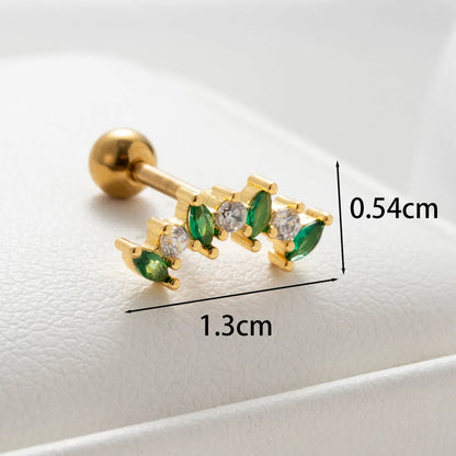 1 Piece Casual Simple Style Classic Style Water Droplets Inlay Copper Zircon Ear Studs