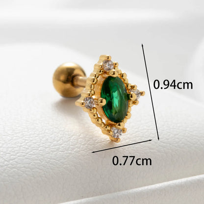 1 Piece Casual Simple Style Daisy Inlay Copper Zircon Ear Studs