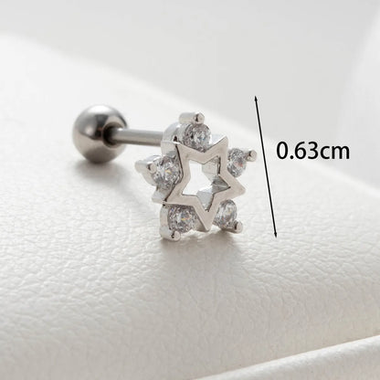 1 Piece Casual Simple Style Flower Butterfly Inlay Copper Zircon Ear Studs