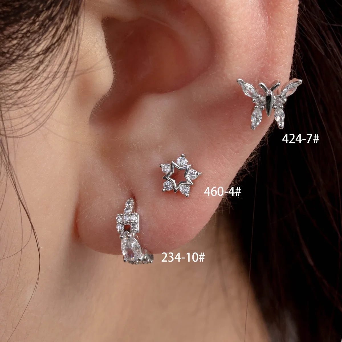 1 Piece Casual Simple Style Flower Butterfly Inlay Copper Zircon Ear Studs