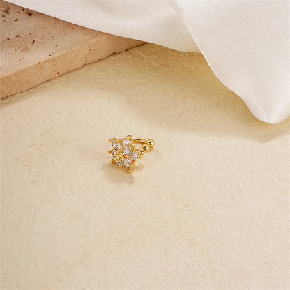 1 Piece Casual Simple Style Flower Copper Zircon Silver Plated Ear Cuffs