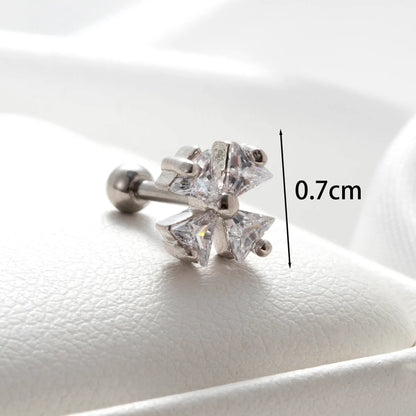 1 Piece Casual Simple Style Flower Inlay Copper Zircon Drop Earrings