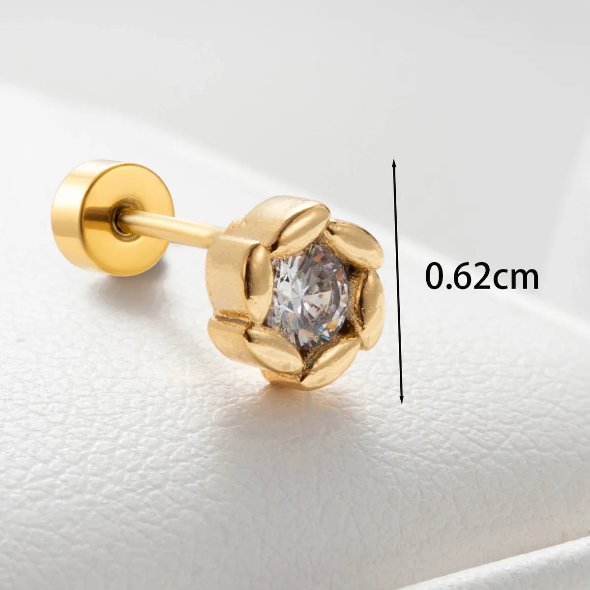 1 Piece Casual Simple Style Flower Inlay Copper Zircon Ear Studs