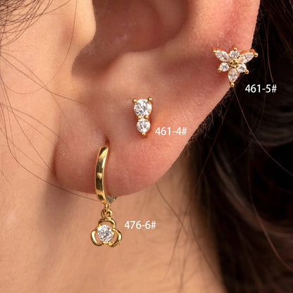 1 Piece Casual Simple Style Flower Inlay Copper Zircon Ear Studs